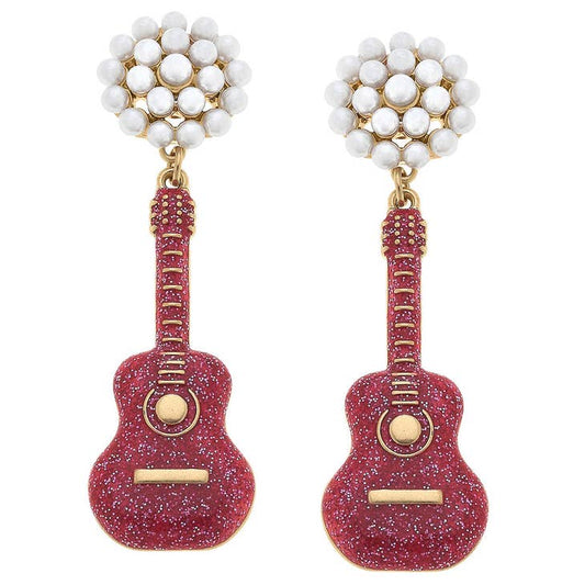 Guitar Earrings - Pink