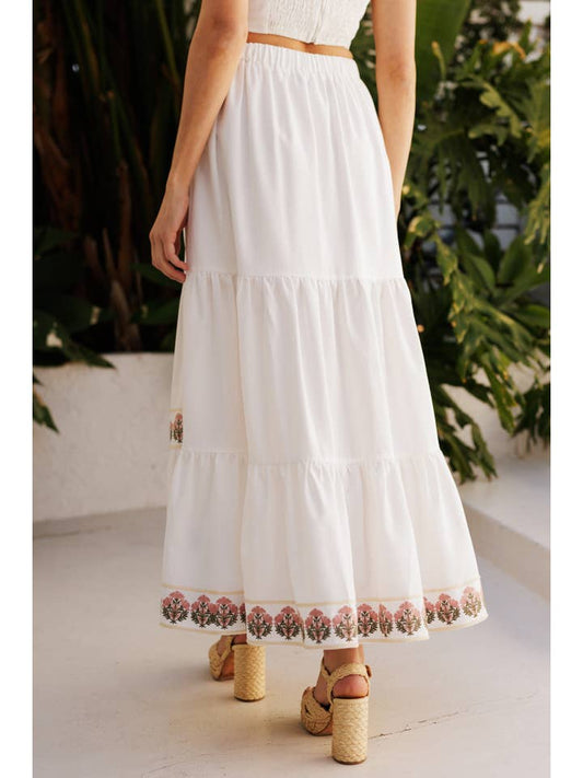 Floral Embroidered Skirt - Off White