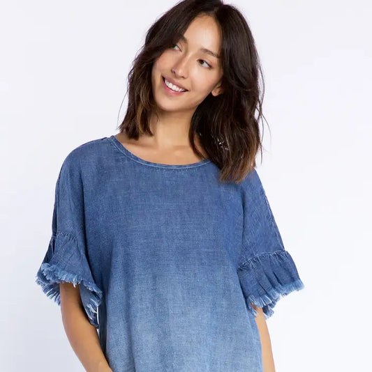 Denim Ruffle Tee