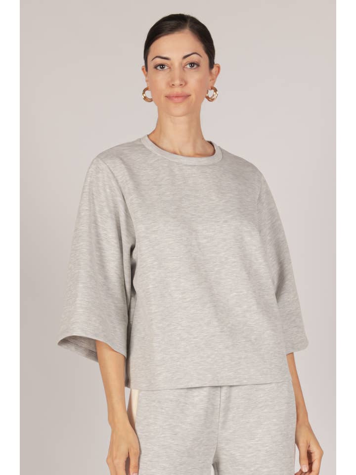 3/4 Sleeve Top - Heather Grey