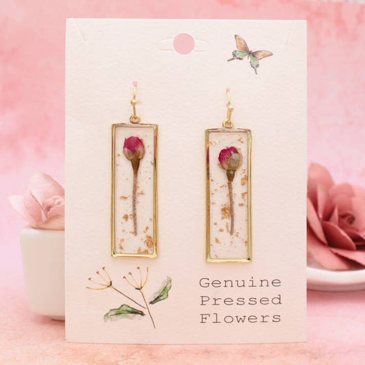 Dried Floral Earrings - Sweet Pink