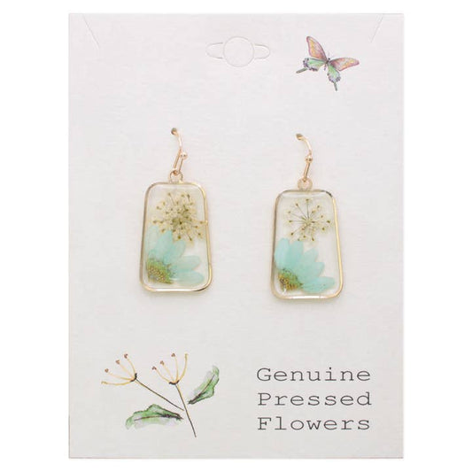 Dried Floral Earrings - Vintage Mint