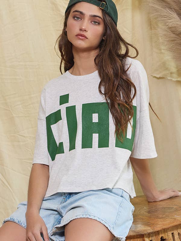 Ciao Boxy Tee - Heather Grey