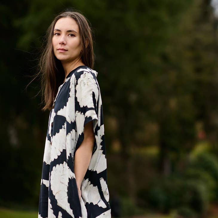 Silky Block Print Dress - Sunset