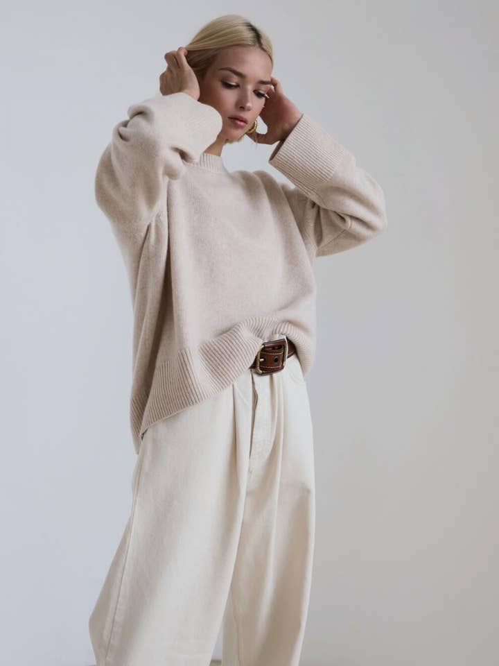 Ribbed Knit Sweater - Apricot