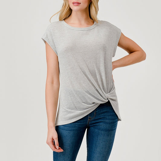 Side Knot Top - Heather Grey