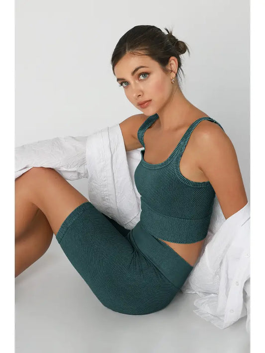 Chevron Crop Top - Vintage Rain Forest