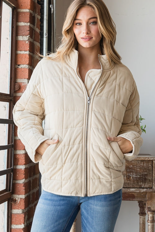 Washed Quilted Jacket - Vanilla