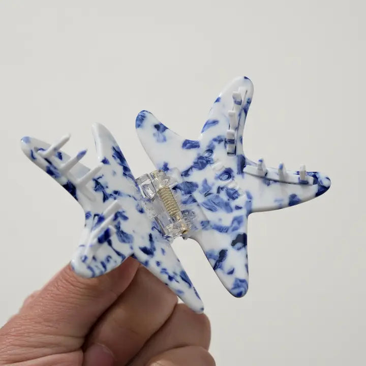 Coastal Blue Starfish Claw Clip - Medium