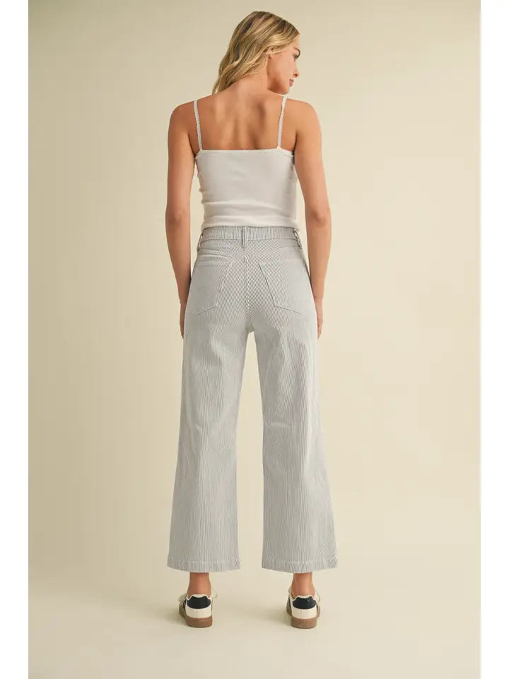 Patch Pocket Wide Leg - Stripe