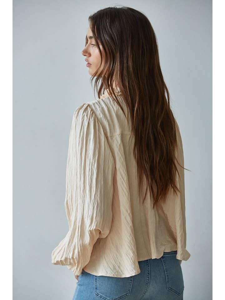 Lace Detail Blouse - Beige