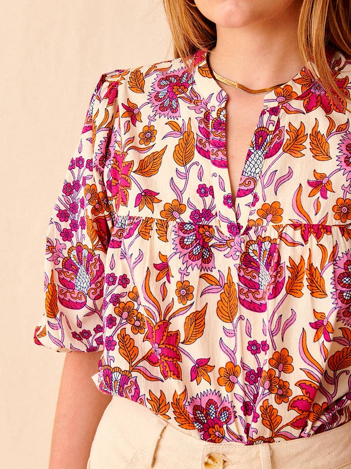 Siene Printed Blouse - Sangria