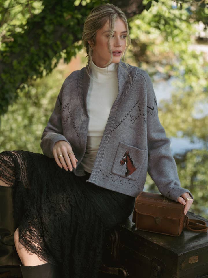 Horse Cardigan - Dark Grey