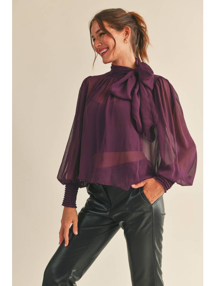 Sophia Sheer Blouse - Plum