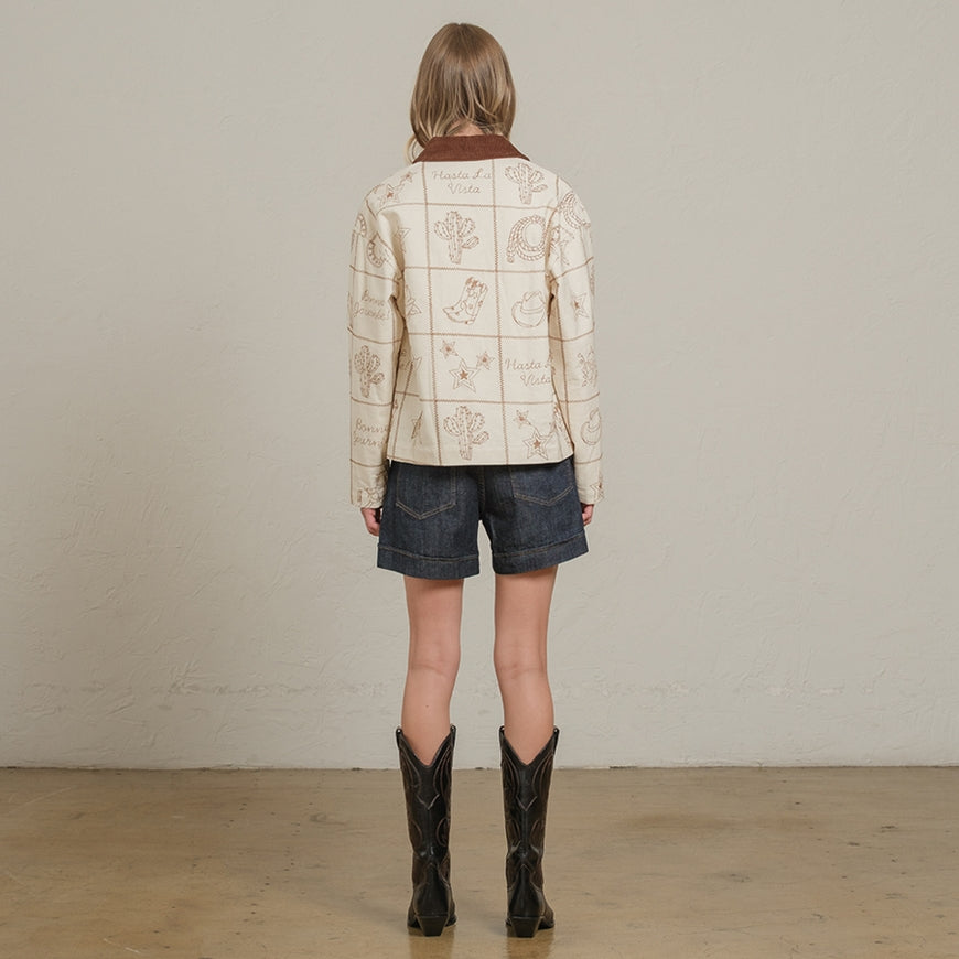 Western Embroidered Jacket - Taupe
