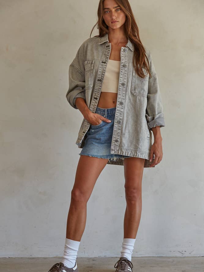 Saige Denim Jacket - Washed Grey