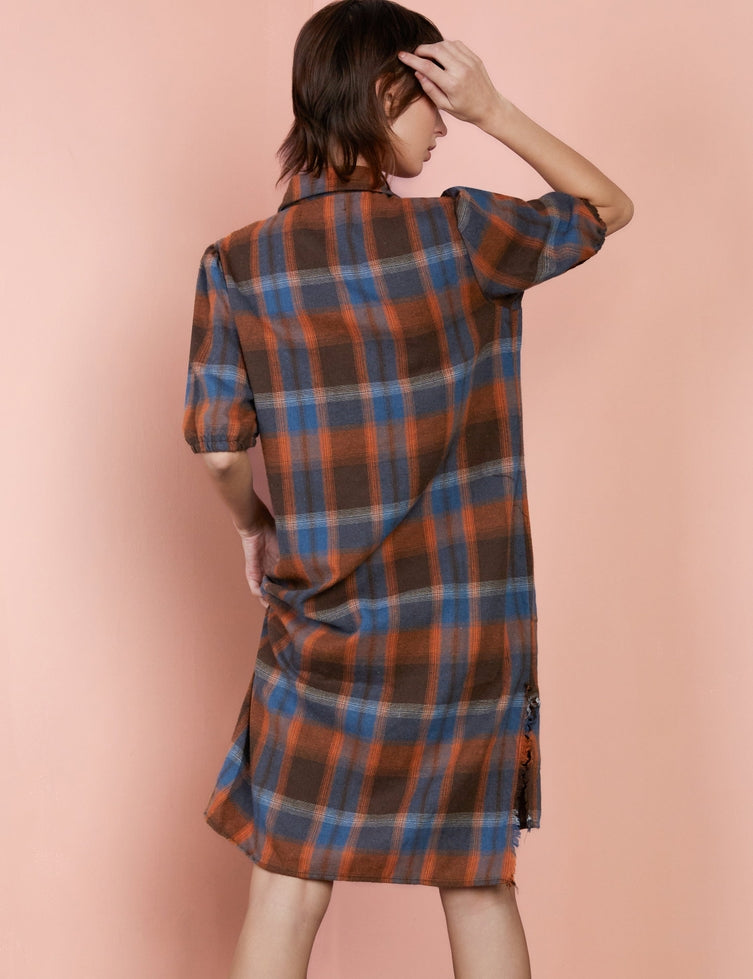 Super Puff Shirtdress - Sugar Spice Plaid