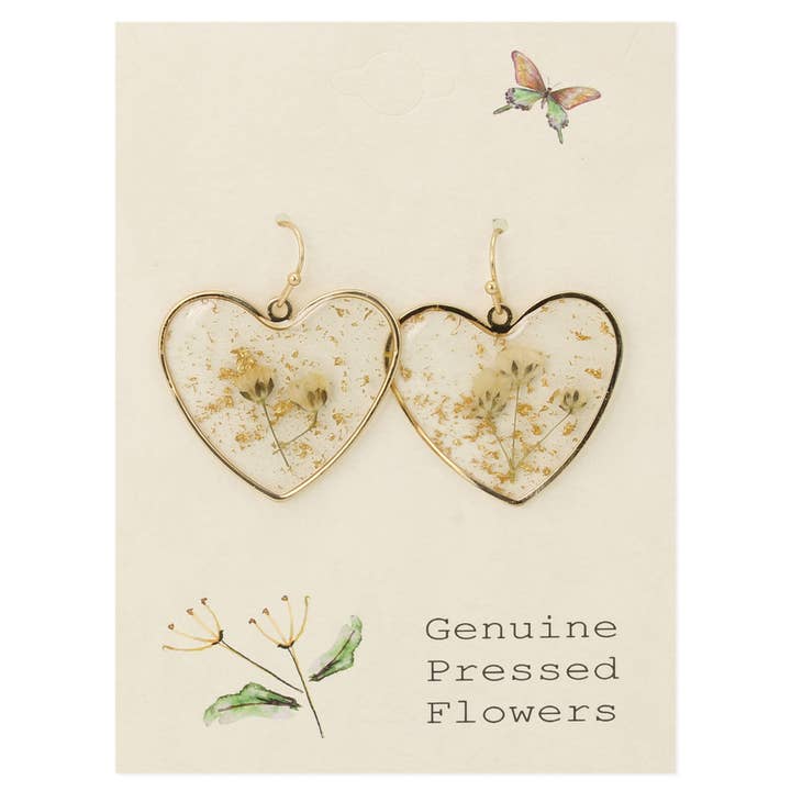 Dried Floral Earrings - Queen Anne's Heart