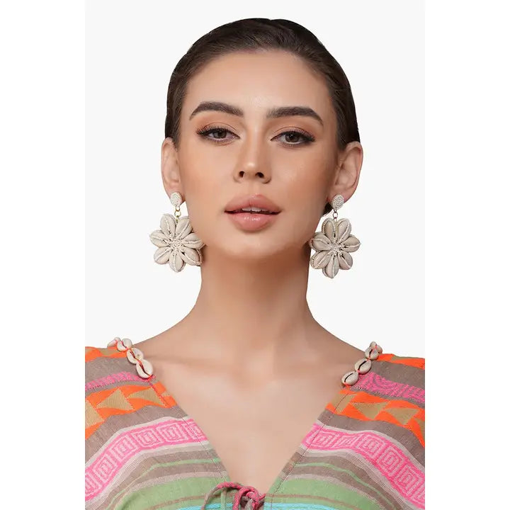 Floral Shells Beaded Earrings