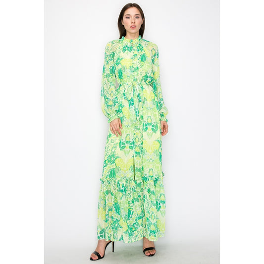 Floral Maxi Dress - Green Combo