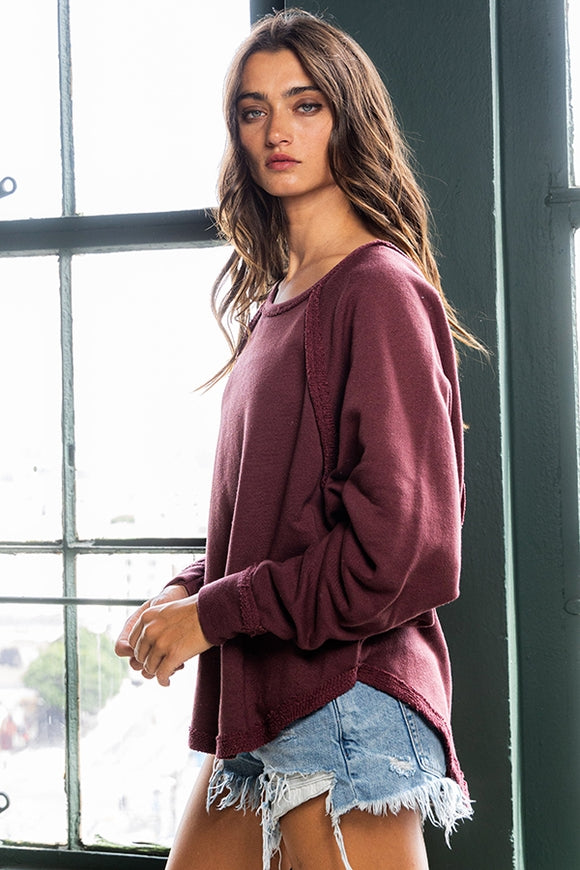 French Terry Top - Burgundy