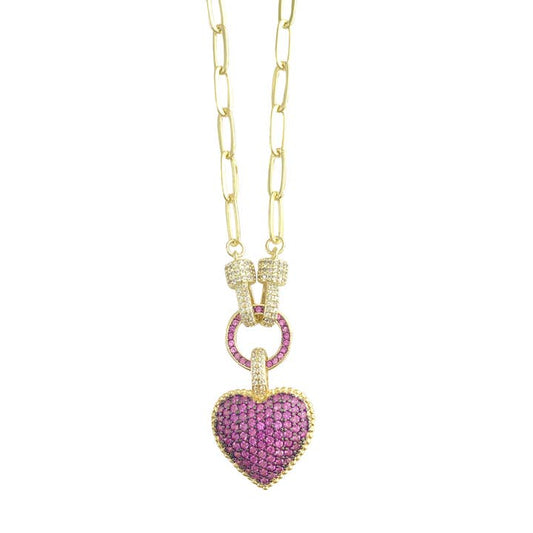 Emmie Heart Pendant Necklace - Pink