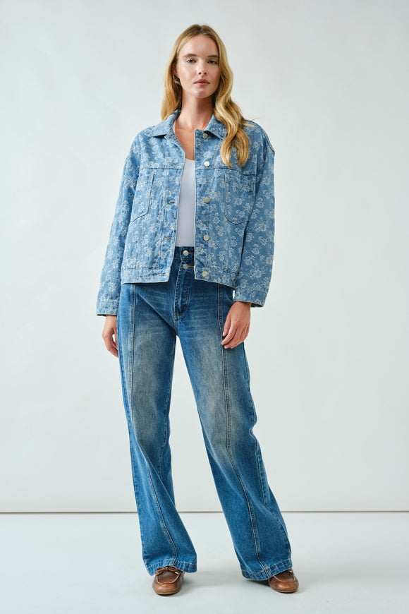 Flower Denim Jacket - Vintage