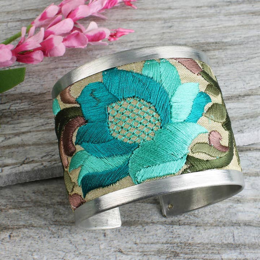 Embroidered Cuff - Turquoise Elegance