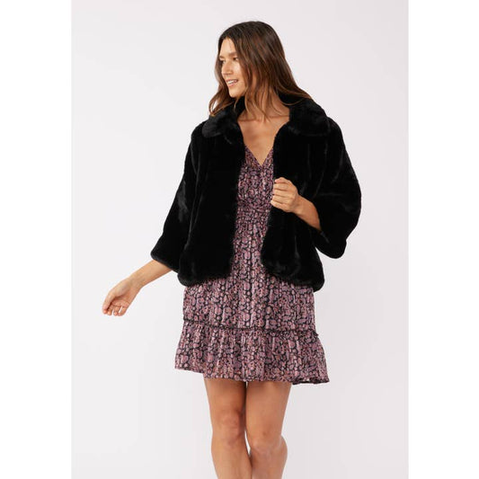 Faux Fur Coat - Black