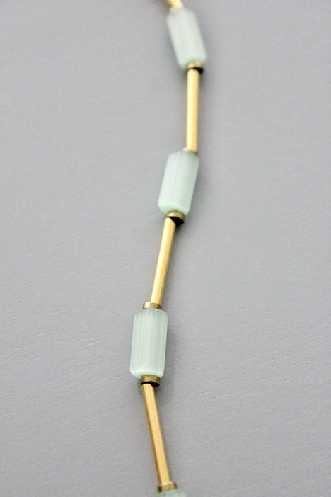 Mint Green and Brass Long Necklace