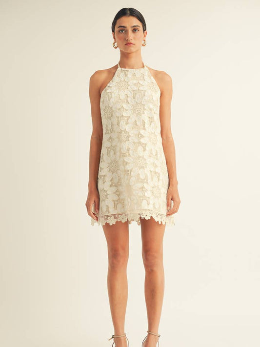 Alaia Crochet Mini Dress - Natural
