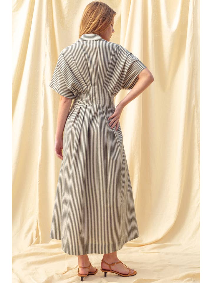 Striped Shirt Dress - Navy Stripe