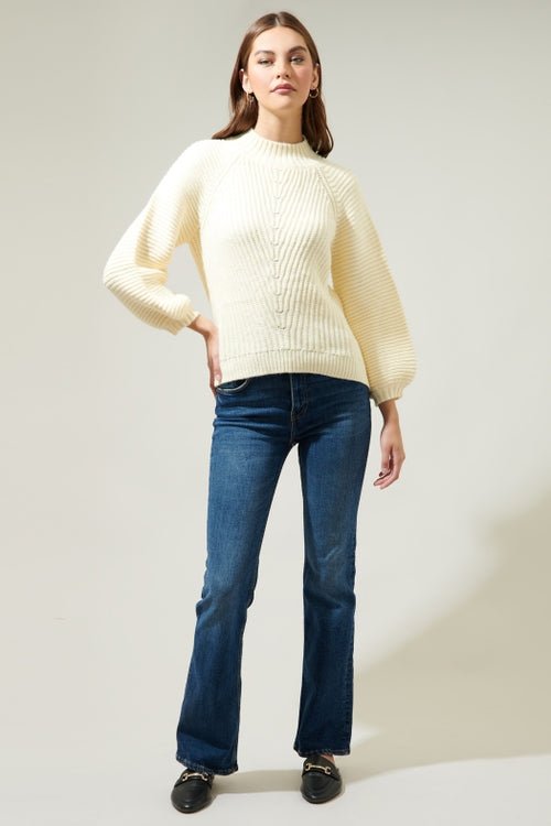 Mariela Mock Neck Sweater - Cream