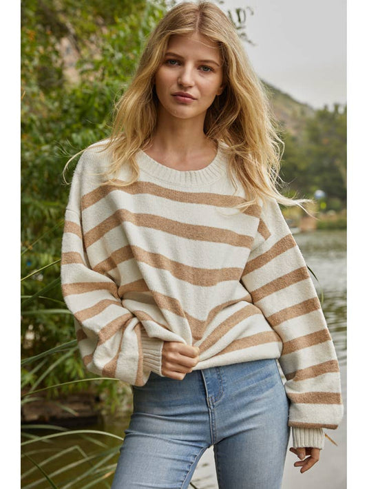 Davis Striped Sweater - Ivory