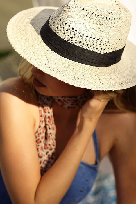 Boho Chic Summer Panama Hat - Natural