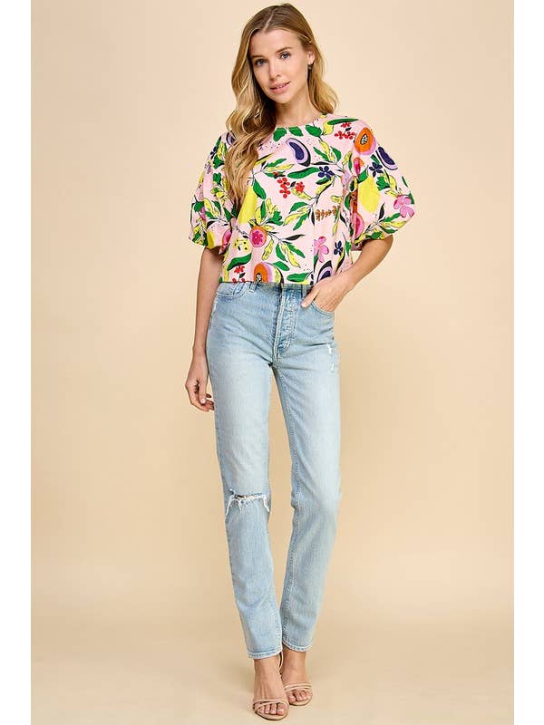 Puff Sleeve Top - Abstract