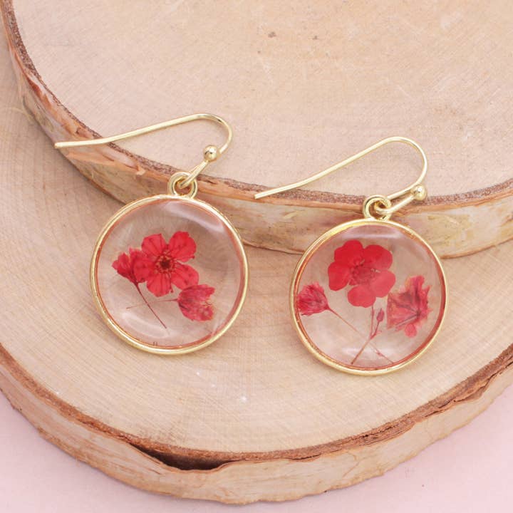 Dried Floral Earrings - Cottage Pink