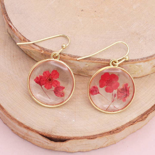 Dried Floral Earrings - Cottage Pink