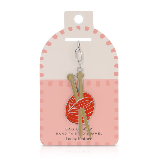Enamel Bag Charm - Knitting