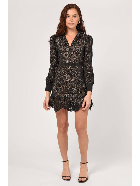 Sophie Lace Blazer Dress - Black