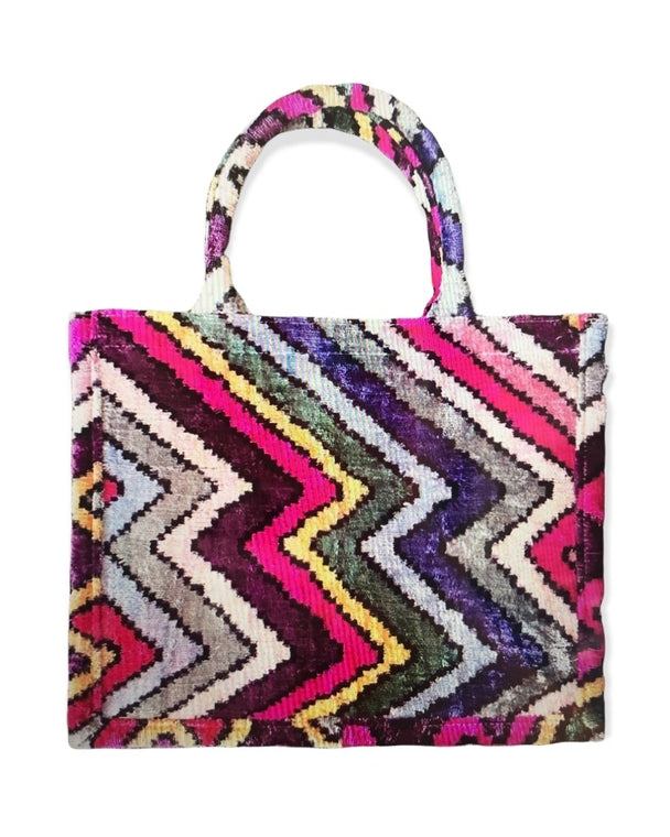 Silk Velvet Ikat Large Tote Bag - Rainbow