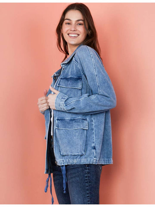 Knit Denim Jacket - Seaside Blue
