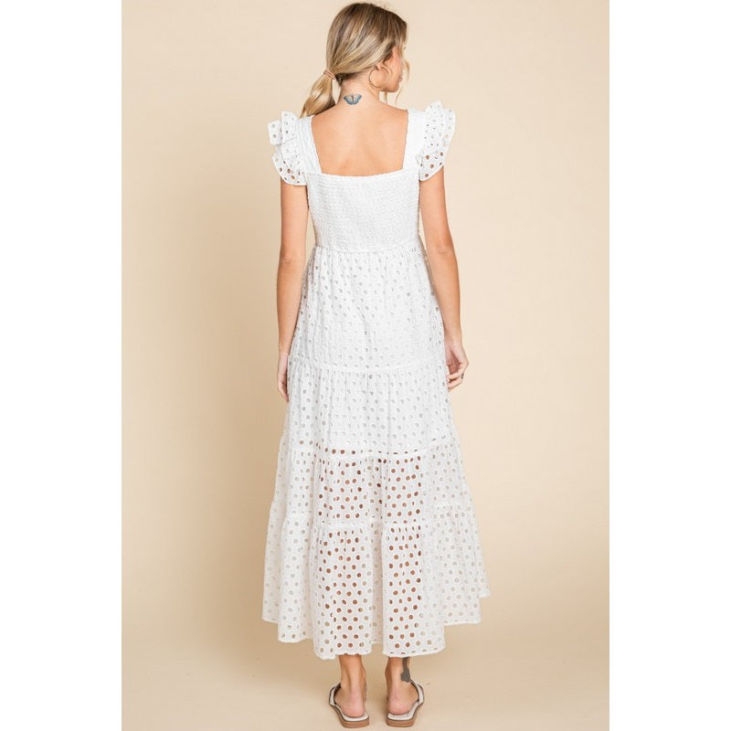 Eyelet Maxi Dress - White