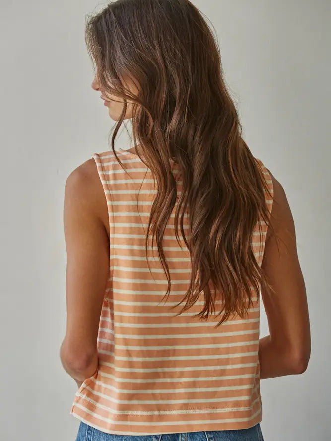 Striped Knit Tank - Coral