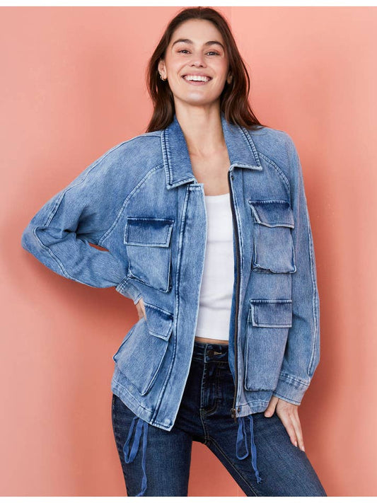 Knit Denim Jacket - Seaside Blue