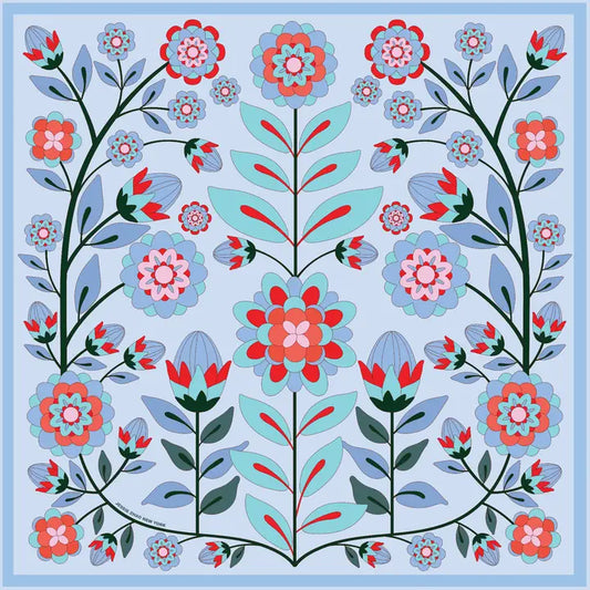 Double Sided Silk Scarf - Pink Garden