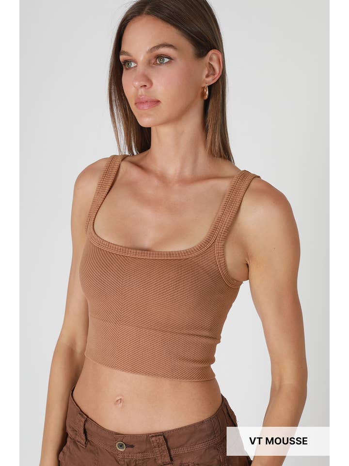 Chevron Crop Top - Vintage Mousse