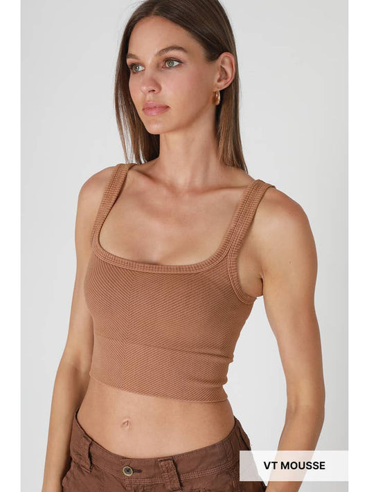 Chevron Crop Top - Vintage Mousse