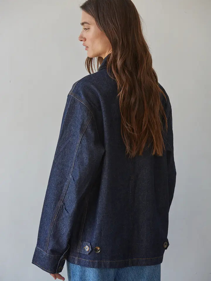 Button Down Utility Jacket - Dark Denim