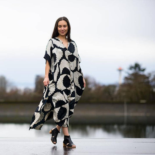 Silky Block Print Dress - Sunset